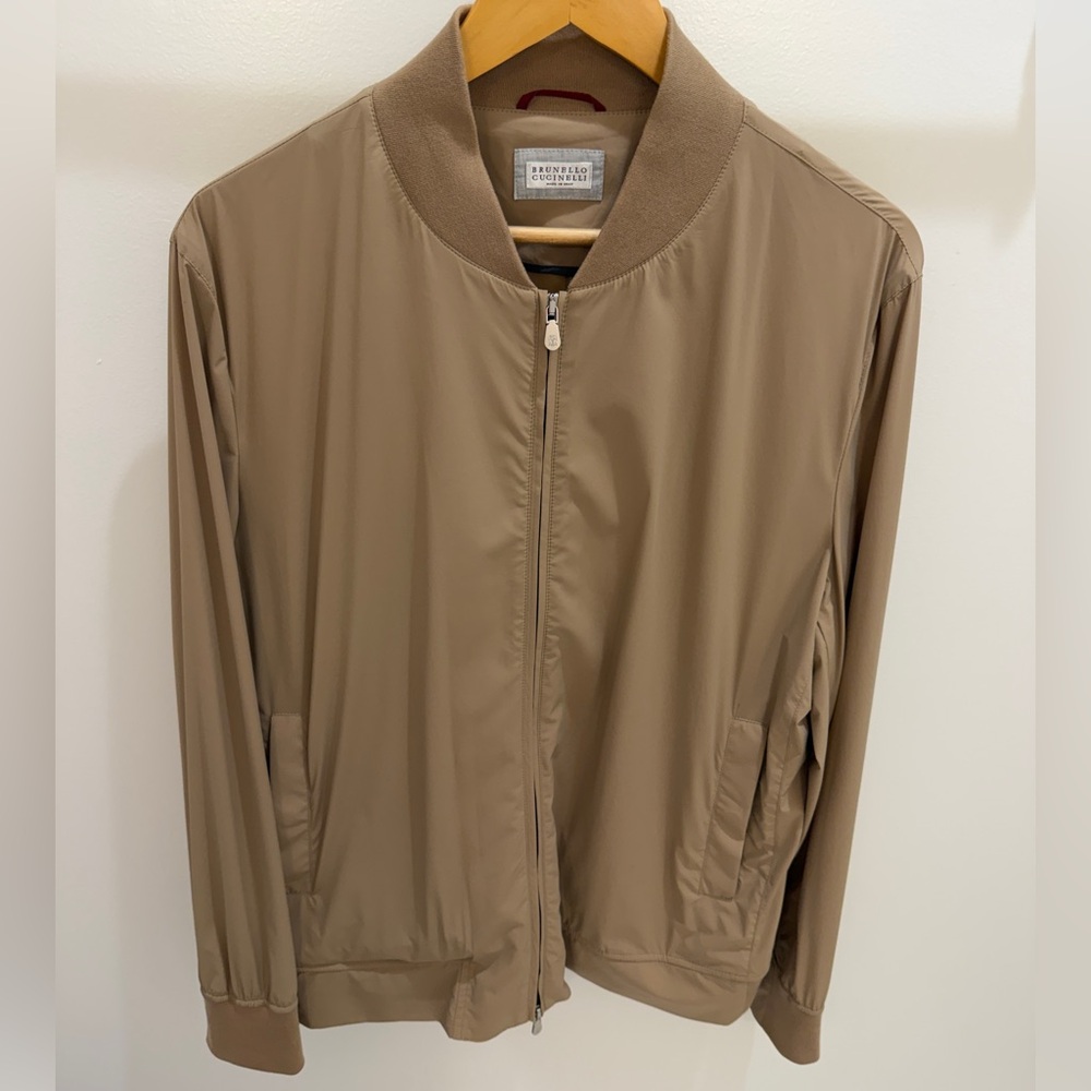 Brunello Cucinelli Tan Stretch Bomber Jacket